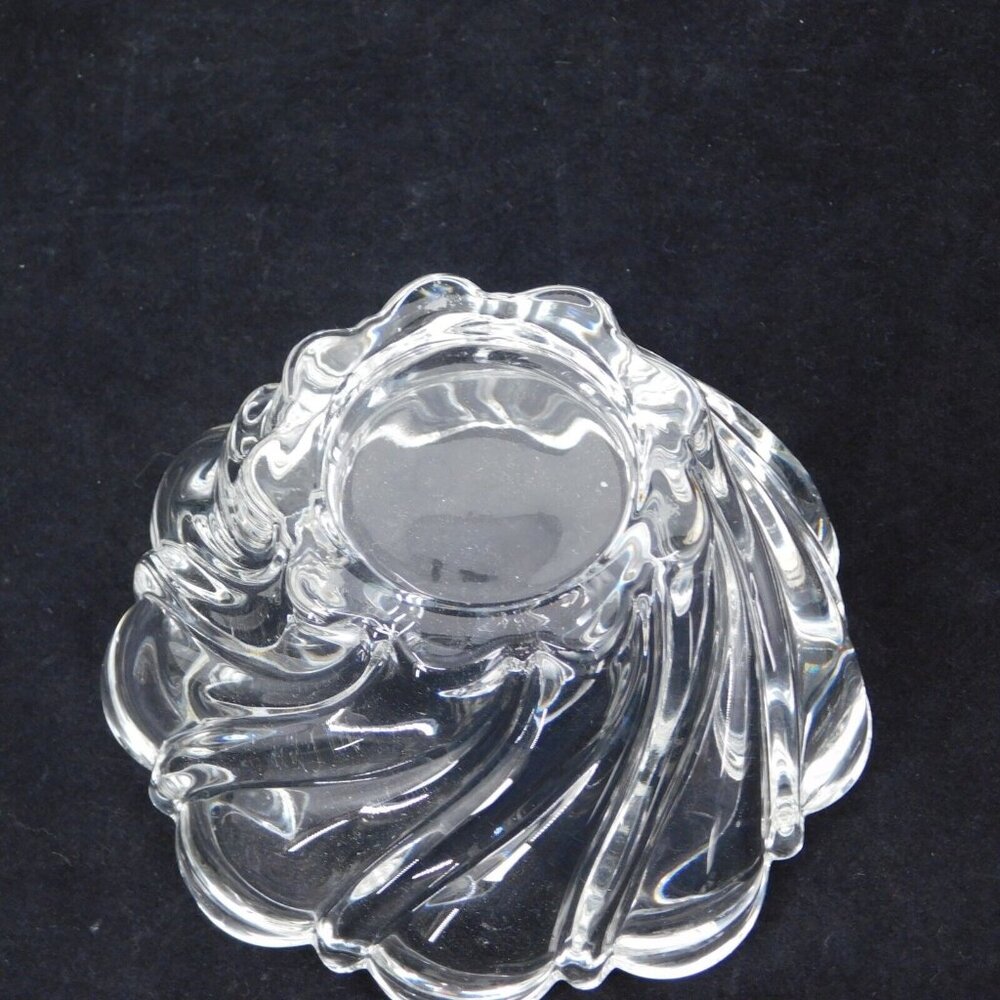 Mikasa Peppermint Clear Crystal Bowl Swirl Design Giftware 4 1/4" round Vintage - Picture 6 of 6